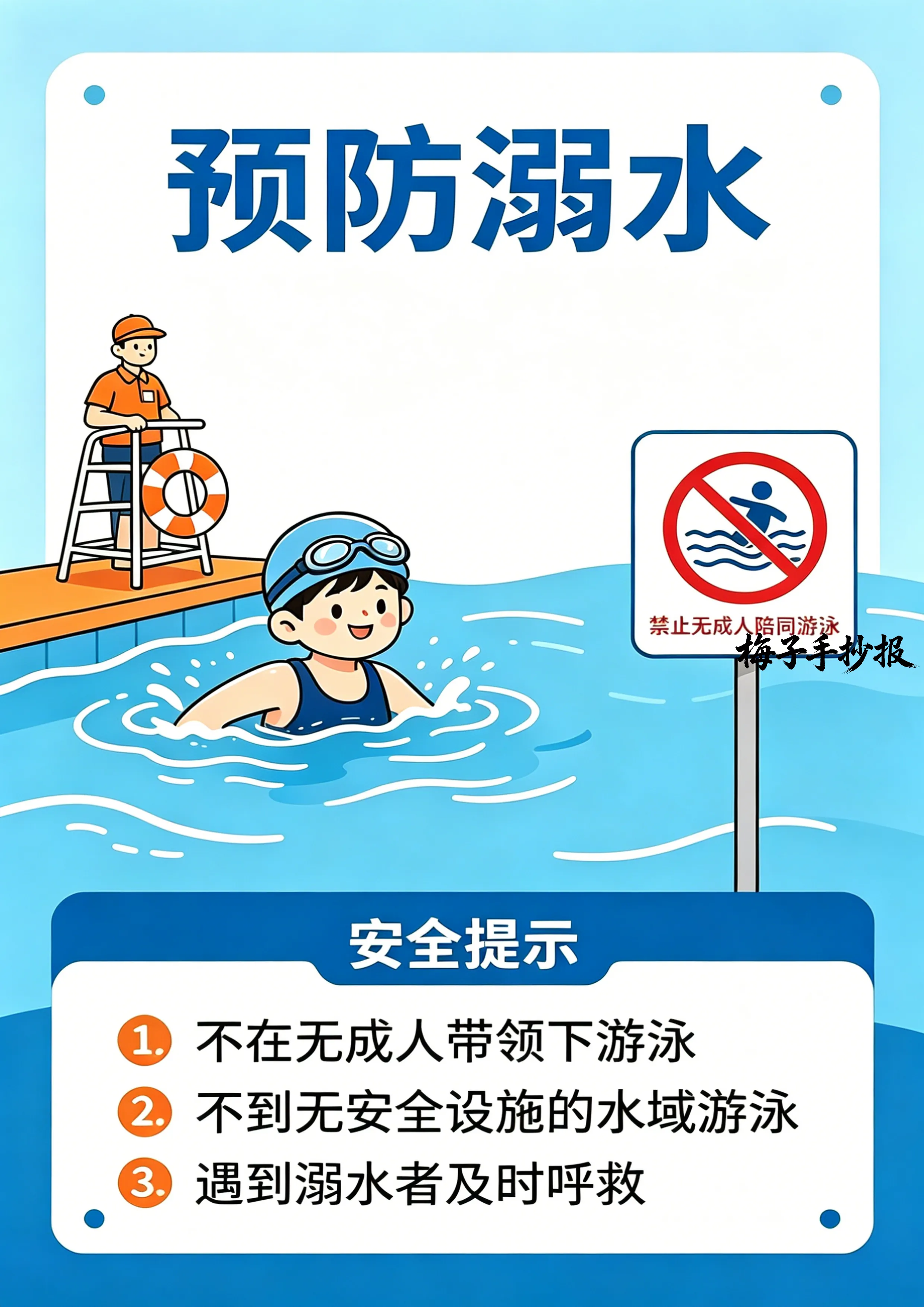 防溺水手抄报